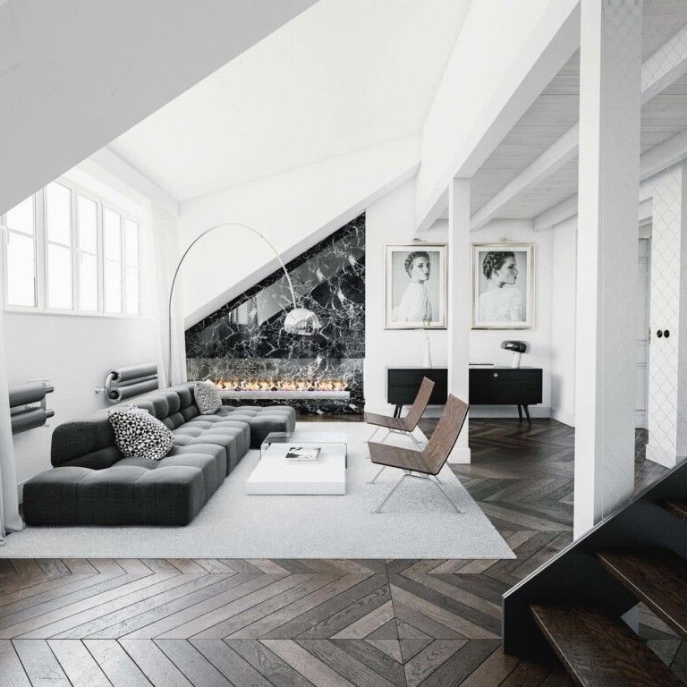 White rooms combined with gray or black