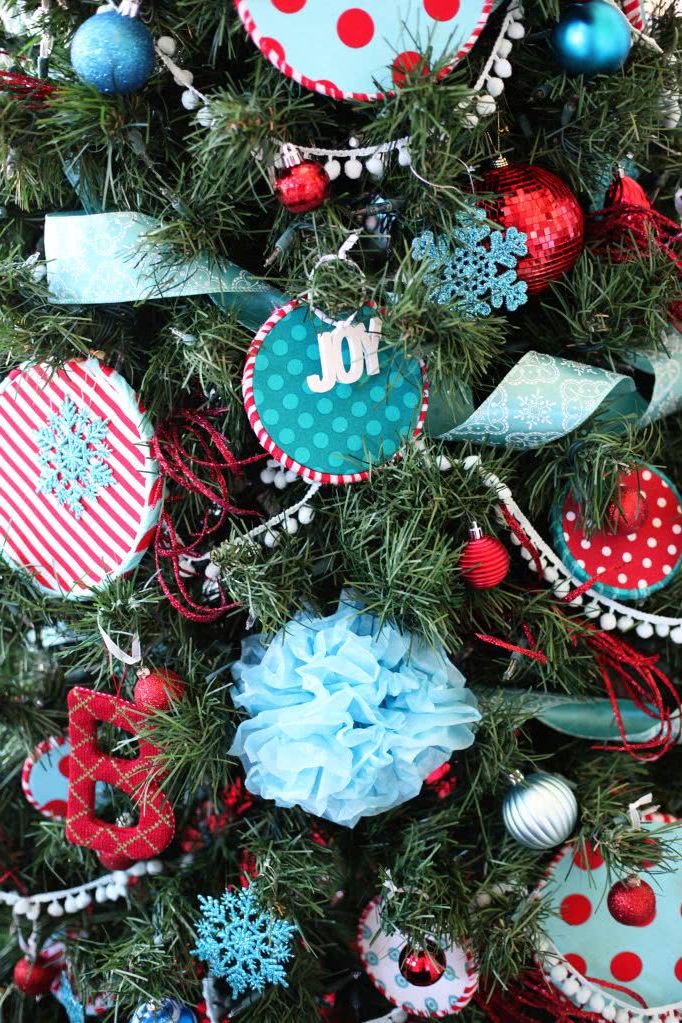 Multicolored decorated Christmas trees