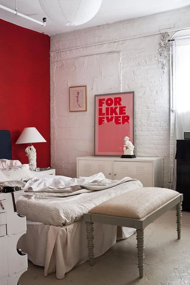 red and white rooms