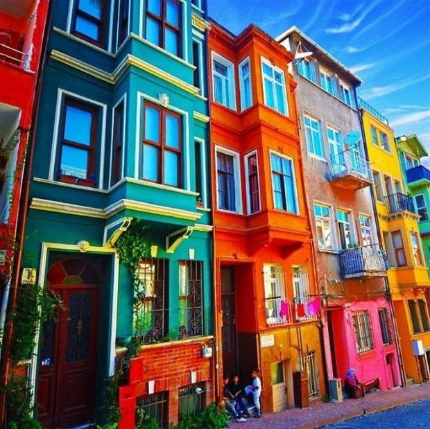 Colorful house facades