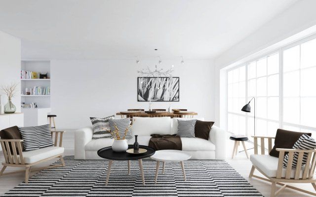 White rooms combined with gray or black