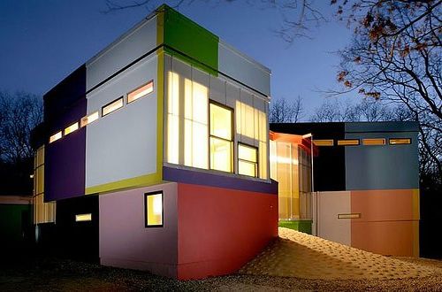 Colorful house facades