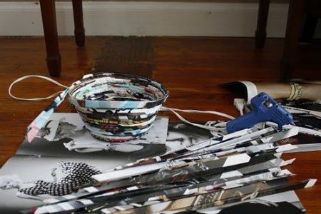 Baskets with old magazines