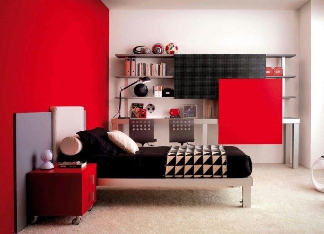 red and black rooms