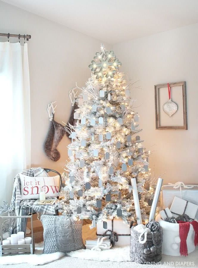 White and silver Christmas trees