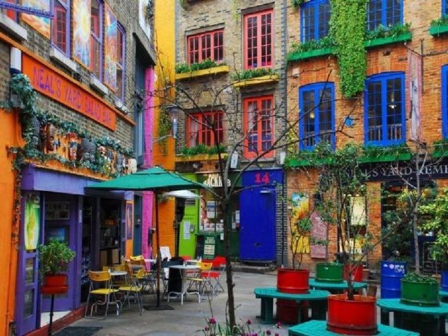 Colorful house facades