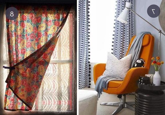 Models of curtains of various colors and patterns