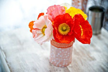 Vases decorated with paper