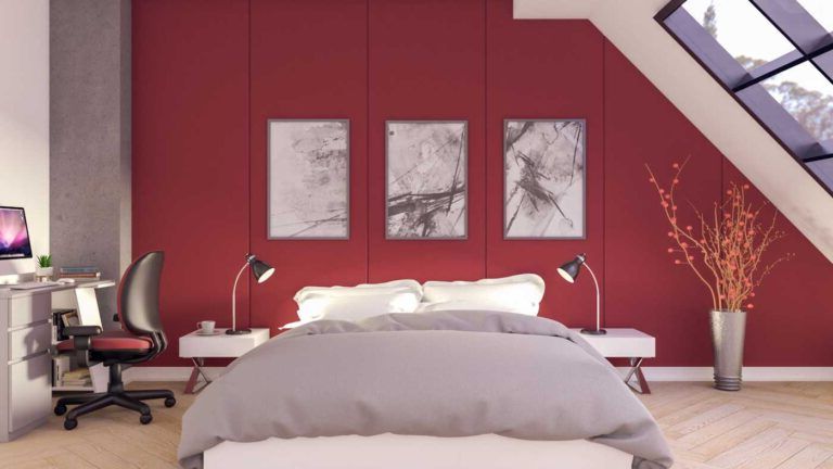 red and gray rooms