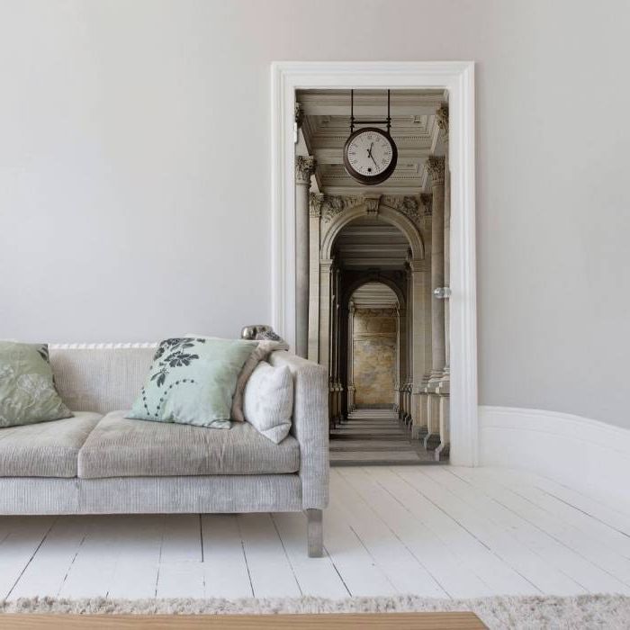 Doors decorated with wallpaper