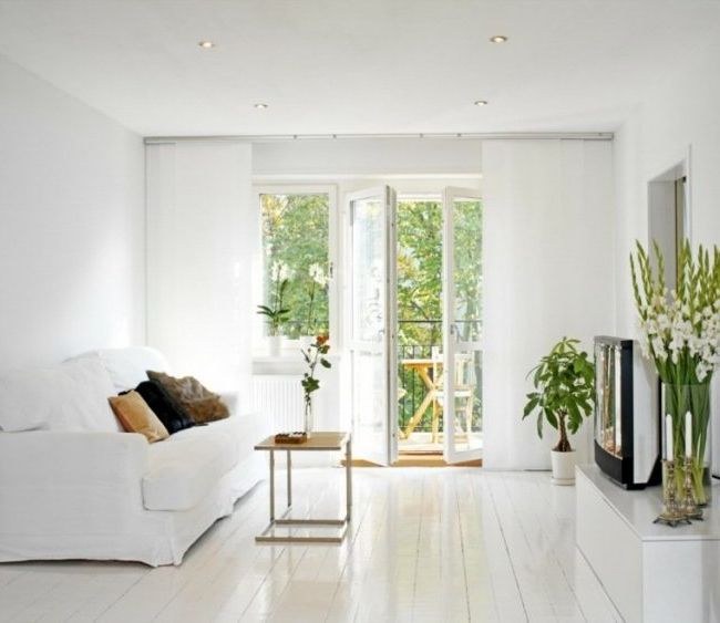 White rooms with beige or brown
