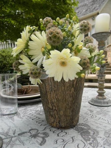 log vases
