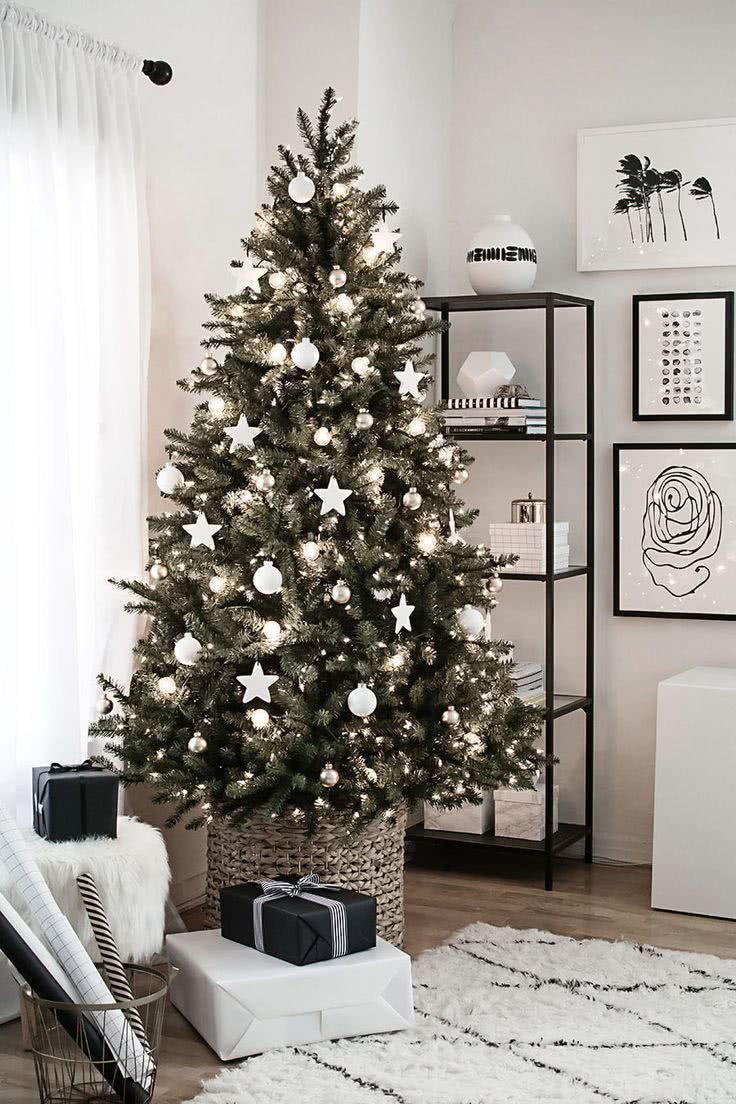 White and silver Christmas trees