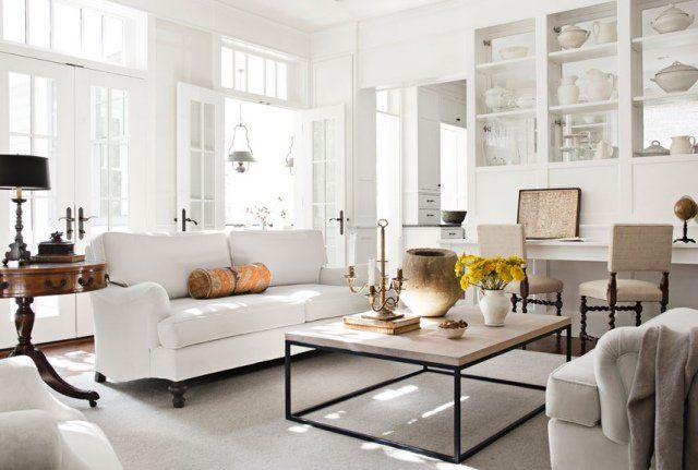 White rooms with beige or brown