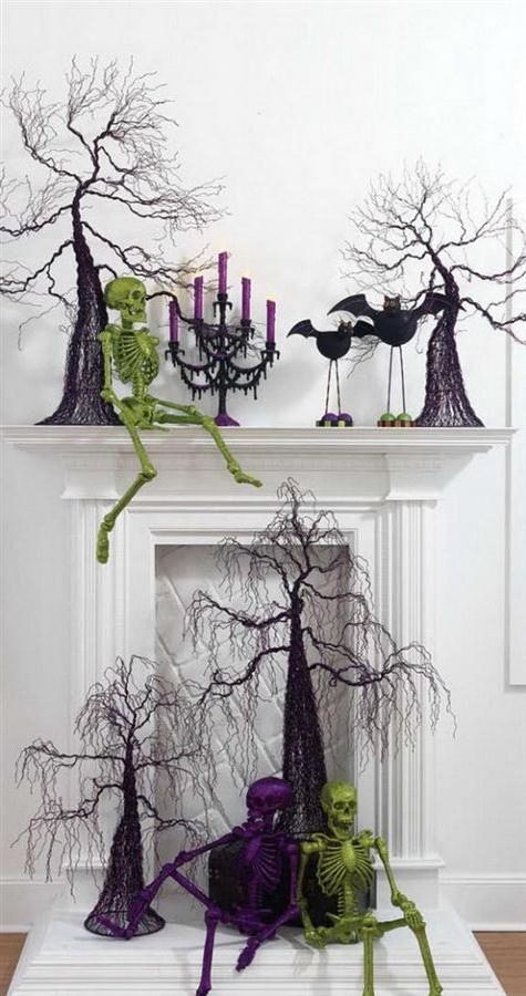 Halloween decoration with skeletons and skulls