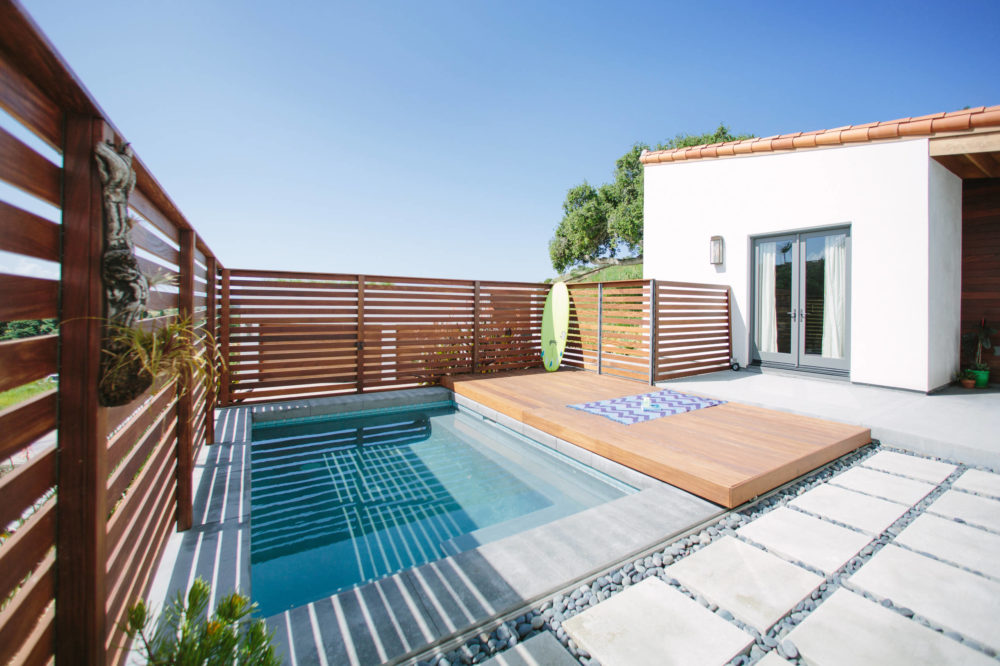 Sliding floor above the small outdoor pool